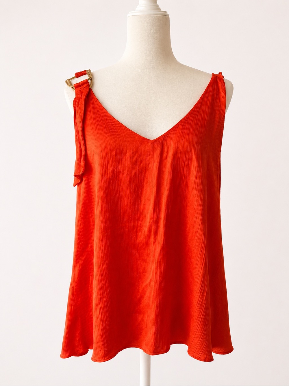 Studio F Textured Orange-Red Top